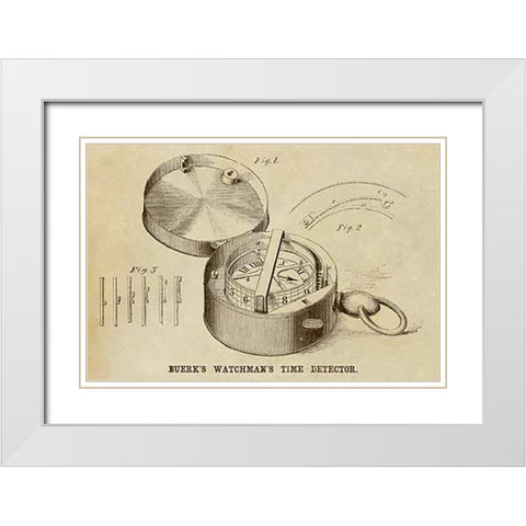 Buerks Watchmans Time Detector White Modern Wood Framed Art Print with Double Matting by Inventions
