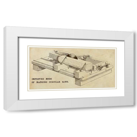 Improved Mode of Hanging Circular Saws White Modern Wood Framed Art Print with Double Matting by Inventions