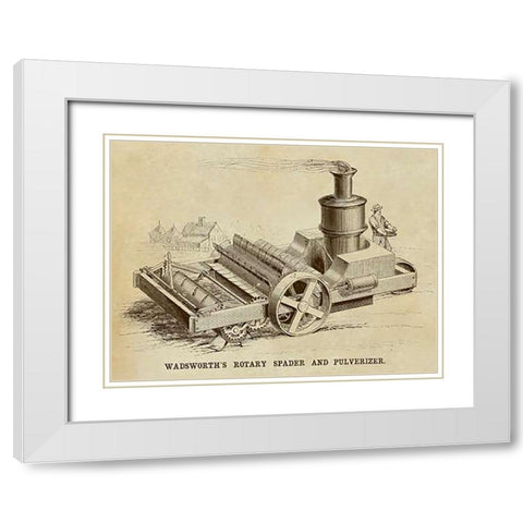 Wadsworths Rotary Spader and Pulverizer White Modern Wood Framed Art Print with Double Matting by Inventions