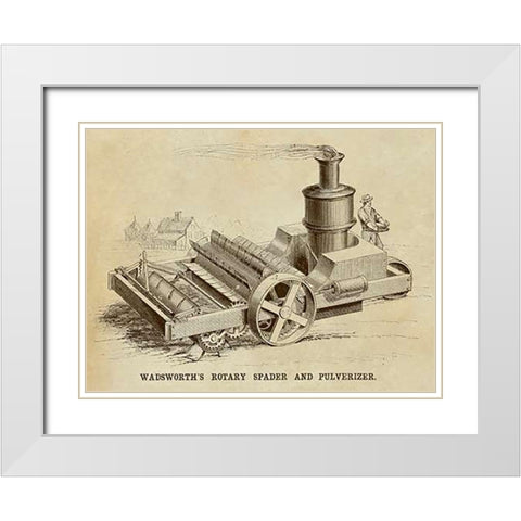 Wadsworths Rotary Spader and Pulverizer White Modern Wood Framed Art Print with Double Matting by Inventions