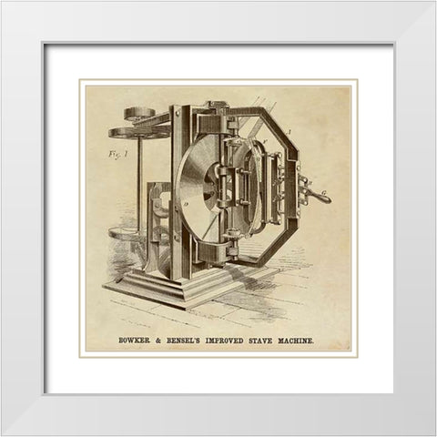Bowker and Bensels Improved Stave Machine White Modern Wood Framed Art Print with Double Matting by Inventions