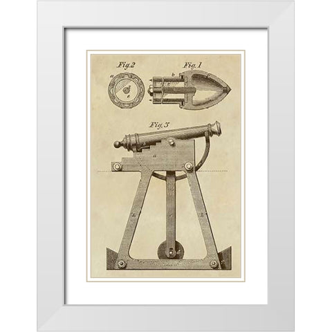 Device for Adjusting Cannon Trajectory and Accuracy White Modern Wood Framed Art Print with Double Matting by Inventions