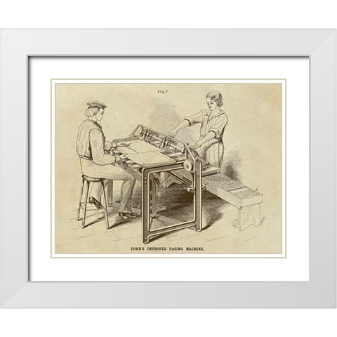 Towns Improved Paging Machine White Modern Wood Framed Art Print with Double Matting by Inventions
