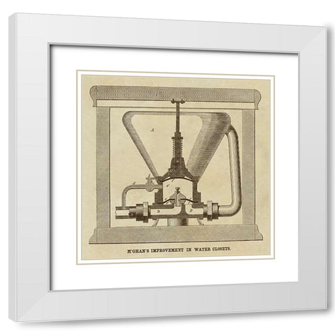 MGhans Improvement in Water Closets White Modern Wood Framed Art Print with Double Matting by Inventions