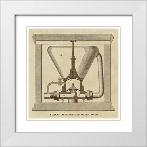 MGhans Improvement in Water Closets White Modern Wood Framed Art Print with Double Matting by Inventions