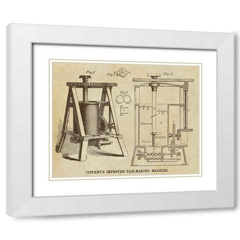Tiffanys Improved Tile Making Machine White Modern Wood Framed Art Print with Double Matting by Inventions