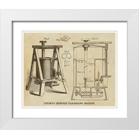 Tiffanys Improved Tile Making Machine White Modern Wood Framed Art Print with Double Matting by Inventions