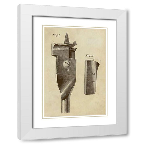 Adjustable Wood Drill Bit White Modern Wood Framed Art Print with Double Matting by Inventions