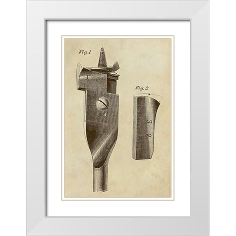 Adjustable Wood Drill Bit White Modern Wood Framed Art Print with Double Matting by Inventions