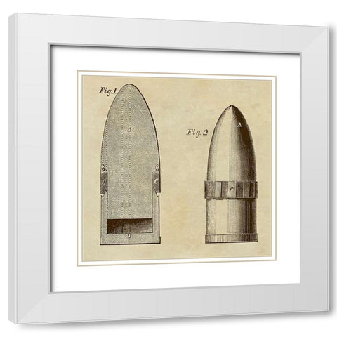 Improved Artillery Shell White Modern Wood Framed Art Print with Double Matting by Inventions