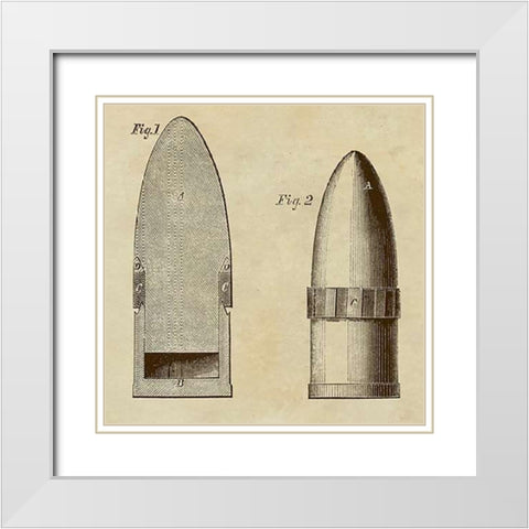 Improved Artillery Shell White Modern Wood Framed Art Print with Double Matting by Inventions