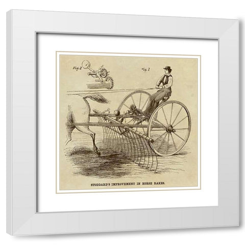Stoddards Improvement in Horse Rakes White Modern Wood Framed Art Print with Double Matting by Inventions