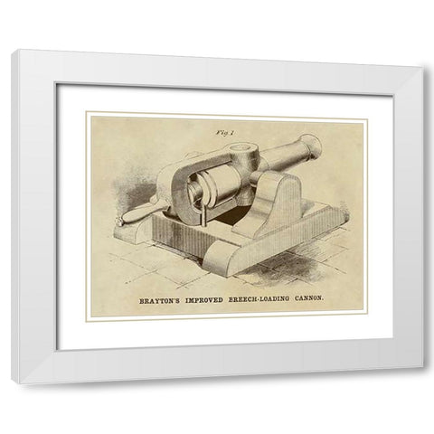 Braytons Improved Breech-loading Cannon White Modern Wood Framed Art Print with Double Matting by Inventions