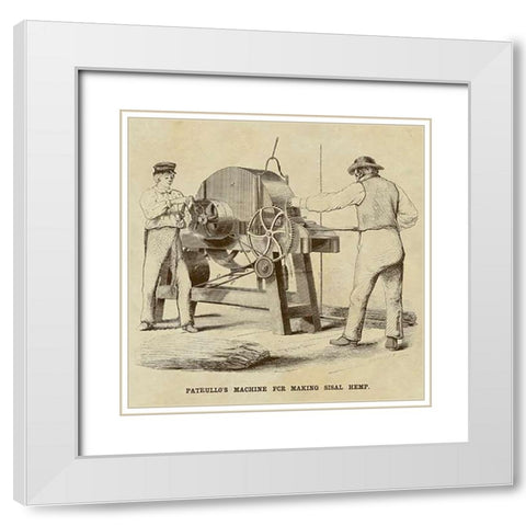 Patrullos Machine for Making Sisal Hemp White Modern Wood Framed Art Print with Double Matting by Inventions