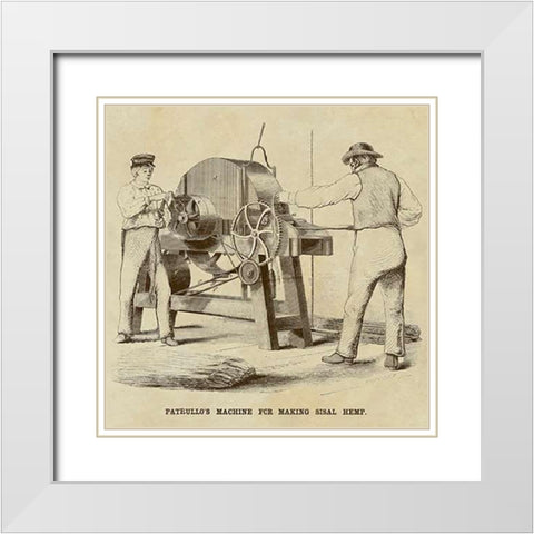 Patrullos Machine for Making Sisal Hemp White Modern Wood Framed Art Print with Double Matting by Inventions