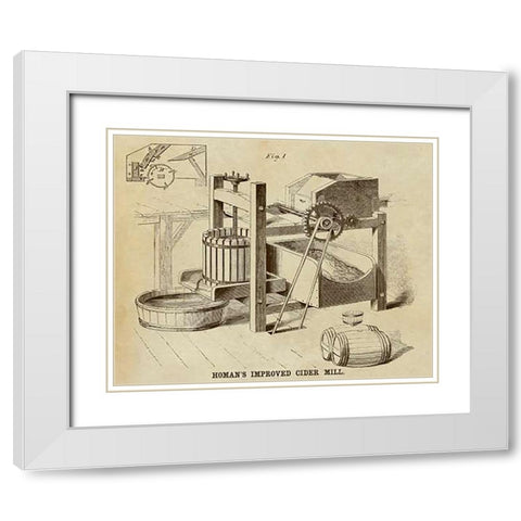 Homans Improved Cider Mill White Modern Wood Framed Art Print with Double Matting by Inventions