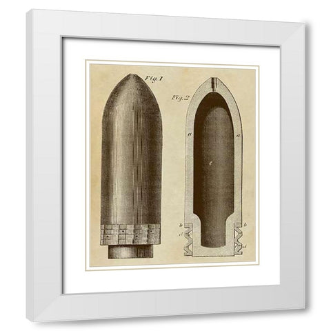 Exploding Artillery Shell for Breech-Loaders White Modern Wood Framed Art Print with Double Matting by Inventions