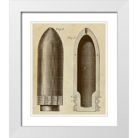 Exploding Artillery Shell for Breech-Loaders White Modern Wood Framed Art Print with Double Matting by Inventions