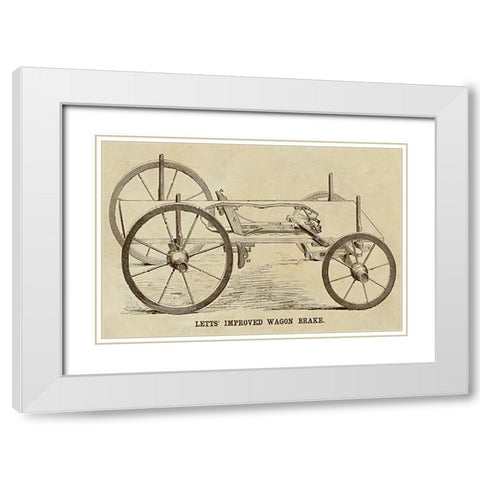 Letts Improved Wagon Brake White Modern Wood Framed Art Print with Double Matting by Inventions