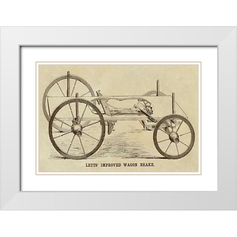 Letts Improved Wagon Brake White Modern Wood Framed Art Print with Double Matting by Inventions