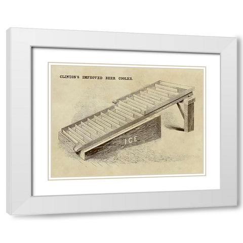 Clintons Improved Beer Cooler White Modern Wood Framed Art Print with Double Matting by Inventions