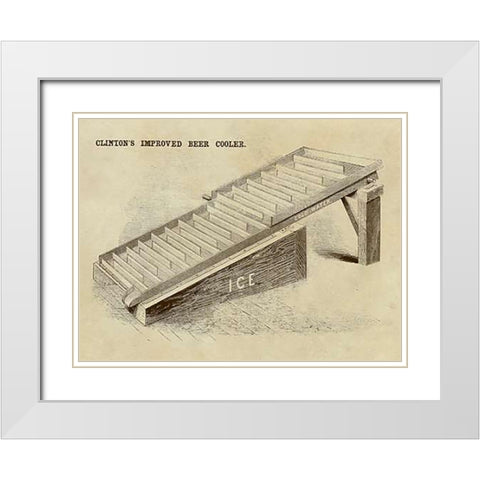 Clintons Improved Beer Cooler White Modern Wood Framed Art Print with Double Matting by Inventions