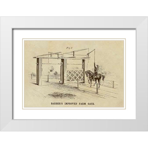 Barbers Improved Farm Gate White Modern Wood Framed Art Print with Double Matting by Inventions