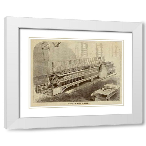Victorys Wool Spinner White Modern Wood Framed Art Print with Double Matting by Inventions