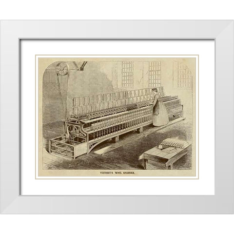 Victorys Wool Spinner White Modern Wood Framed Art Print with Double Matting by Inventions