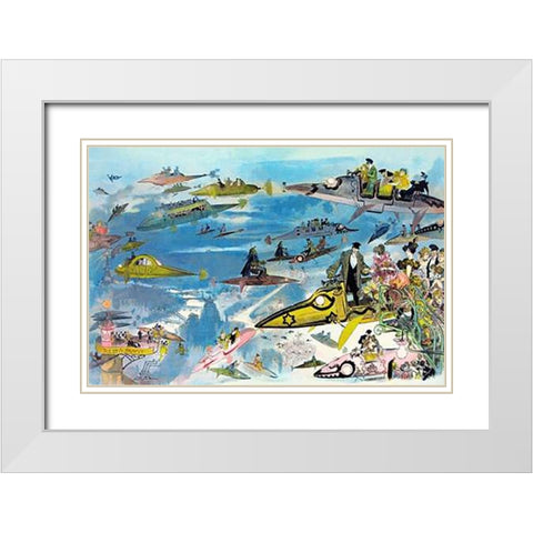 Futuristic Look at Air Travel in the Year 2000 White Modern Wood Framed Art Print with Double Matting by Inventions