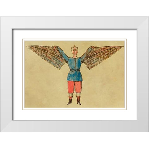 Man with Wings White Modern Wood Framed Art Print with Double Matting by Inventions