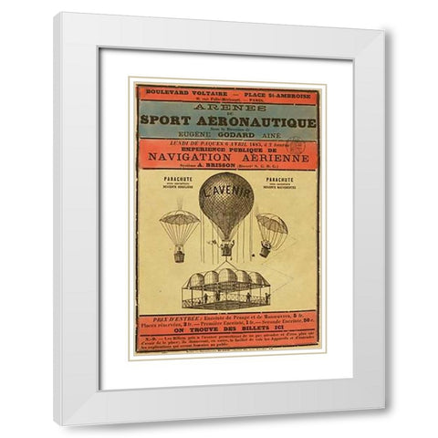 Broadside Announcement of a Balloon Ascension White Modern Wood Framed Art Print with Double Matting by Inventions