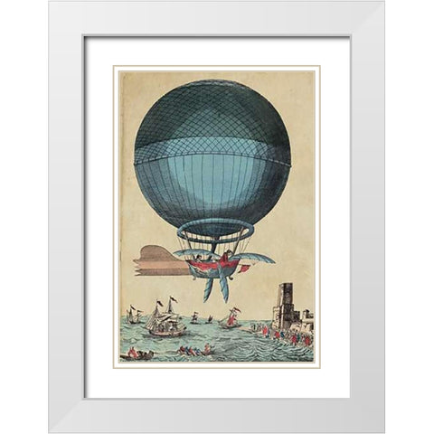 Cross the English Channel in a Balloon White Modern Wood Framed Art Print with Double Matting by Inventions