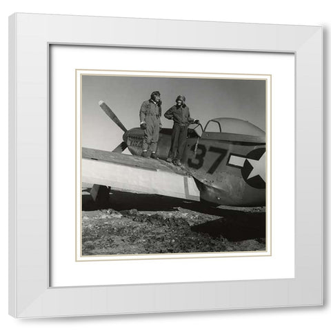 Toni Frissell with Major George S. Spanky Roberts at Ramitelli, Italy, March, 1945 White Modern Wood Framed Art Print with Double Matting by Inventions
