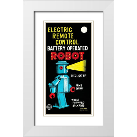 Electric Remote Control Battery Operated Robot White Modern Wood Framed Art Print with Double Matting by Retrobot