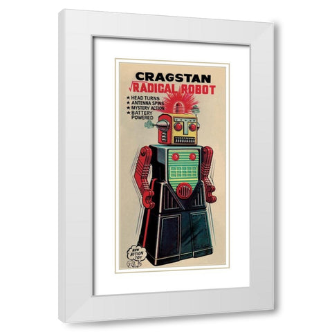 Cragstan Radical Robot White Modern Wood Framed Art Print with Double Matting by Retrobot