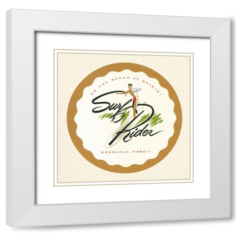 Surf Rider White Modern Wood Framed Art Print with Double Matting by Retrotravel