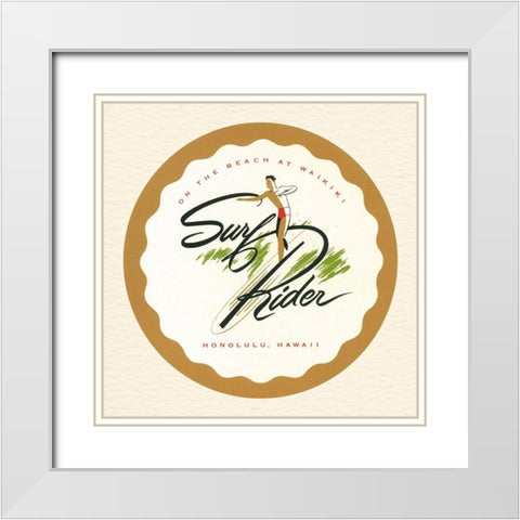 Surf Rider White Modern Wood Framed Art Print with Double Matting by Retrotravel