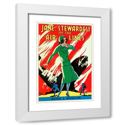 Jane, Stewardes of the Air Lines White Modern Wood Framed Art Print with Double Matting by Retrotravel