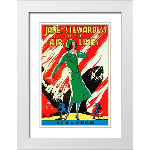 Jane, Stewardes of the Air Lines White Modern Wood Framed Art Print with Double Matting by Retrotravel