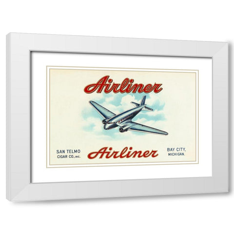 Airliner Brand Cigars White Modern Wood Framed Art Print with Double Matting by Retrotravel
