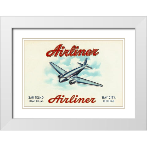 Airliner Brand Cigars White Modern Wood Framed Art Print with Double Matting by Retrotravel