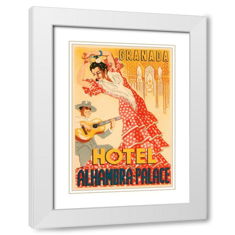 Hotel Alhambra - Palace White Modern Wood Framed Art Print with Double Matting by Retrotravel