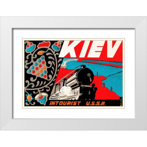 Kiev - Intourist U.S.S.R. White Modern Wood Framed Art Print with Double Matting by Retrotravel