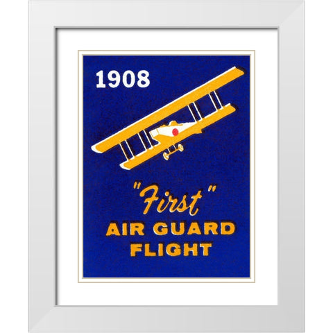 1908 First Air Guard Flight White Modern Wood Framed Art Print with Double Matting by Retrotravel