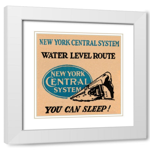 New York Central System Water Level Route White Modern Wood Framed Art Print with Double Matting by Retrotravel