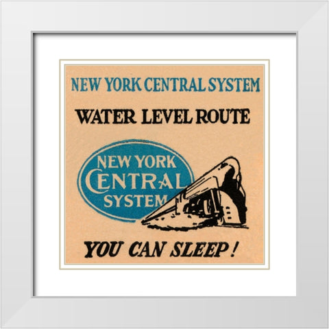 New York Central System Water Level Route White Modern Wood Framed Art Print with Double Matting by Retrotravel