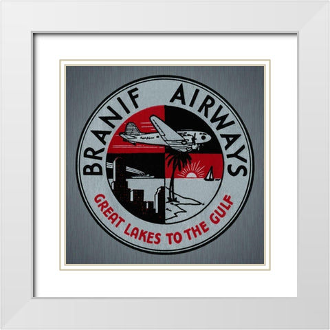 Branif Airways - Great Lakes to the Gulf White Modern Wood Framed Art Print with Double Matting by Retrotravel