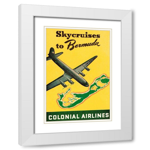 Skycruises to Bermuda White Modern Wood Framed Art Print with Double Matting by Retrotravel