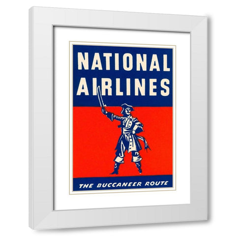 Nation Airlines - The Buccaneer Route White Modern Wood Framed Art Print with Double Matting by Retrotravel